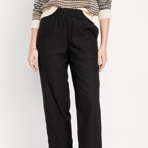 High Waist Linen Blend Pants